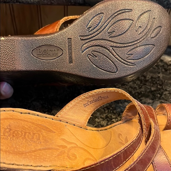 Born Brown Leather Wedge Sandals - Picture 6 of 8